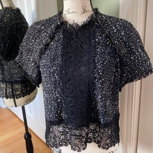 Zara Tweed short sleeve shirt with lace
